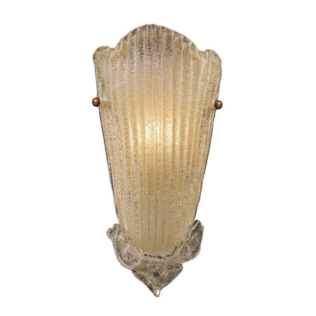 ELK LIGHTING Providence 1-Light Sconce in Antique Gold Leaf with Textured Glass 1520/1